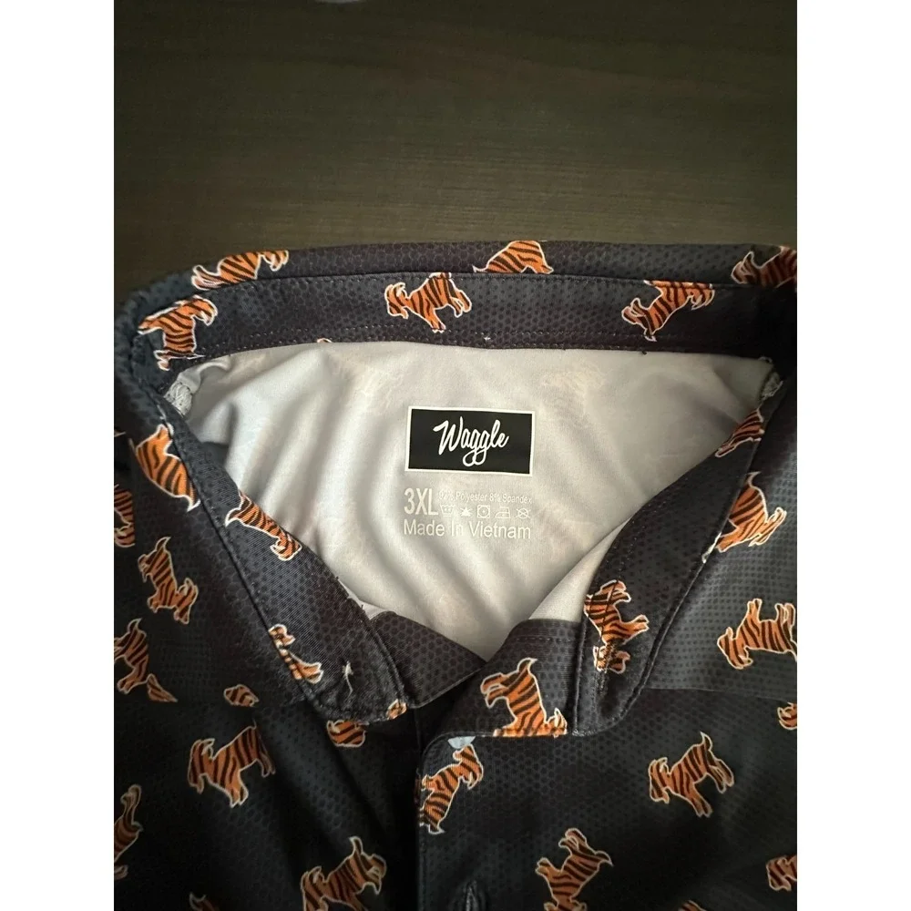 Waggle Golf Polo Shirt Mens 3XL Tiger Print Performance Stretch Athletic AOP - Picture 7 of 7